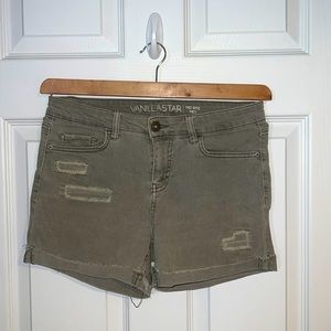 Vanilla Star Olive Green Denim Shorts